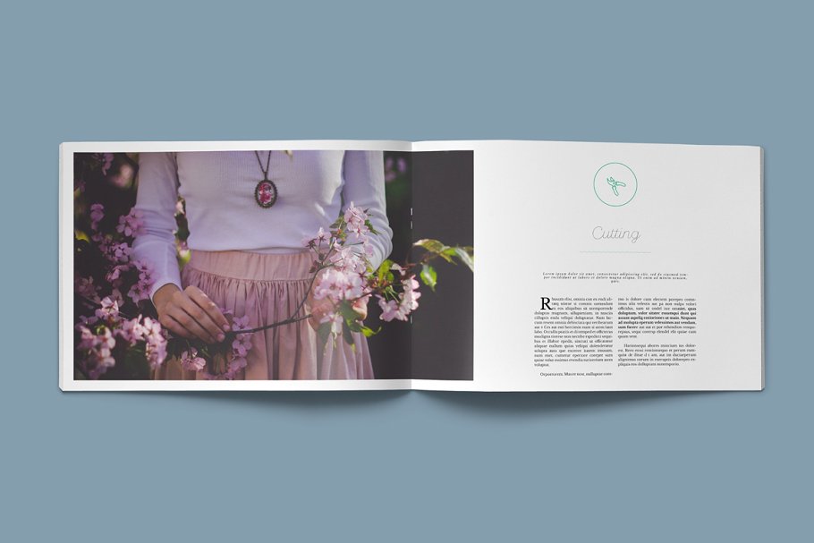 横版画册排版模板 floral brochure