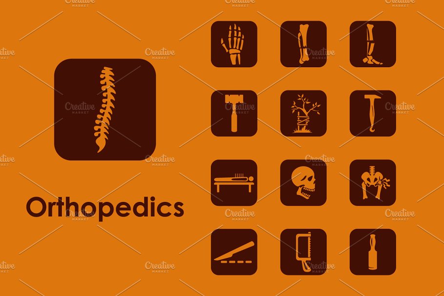 骨科图标素材 set of orthopedics simple icons