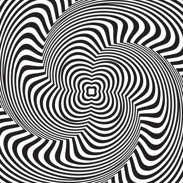 视错觉抽象背景与黑白波纹漩涡图案