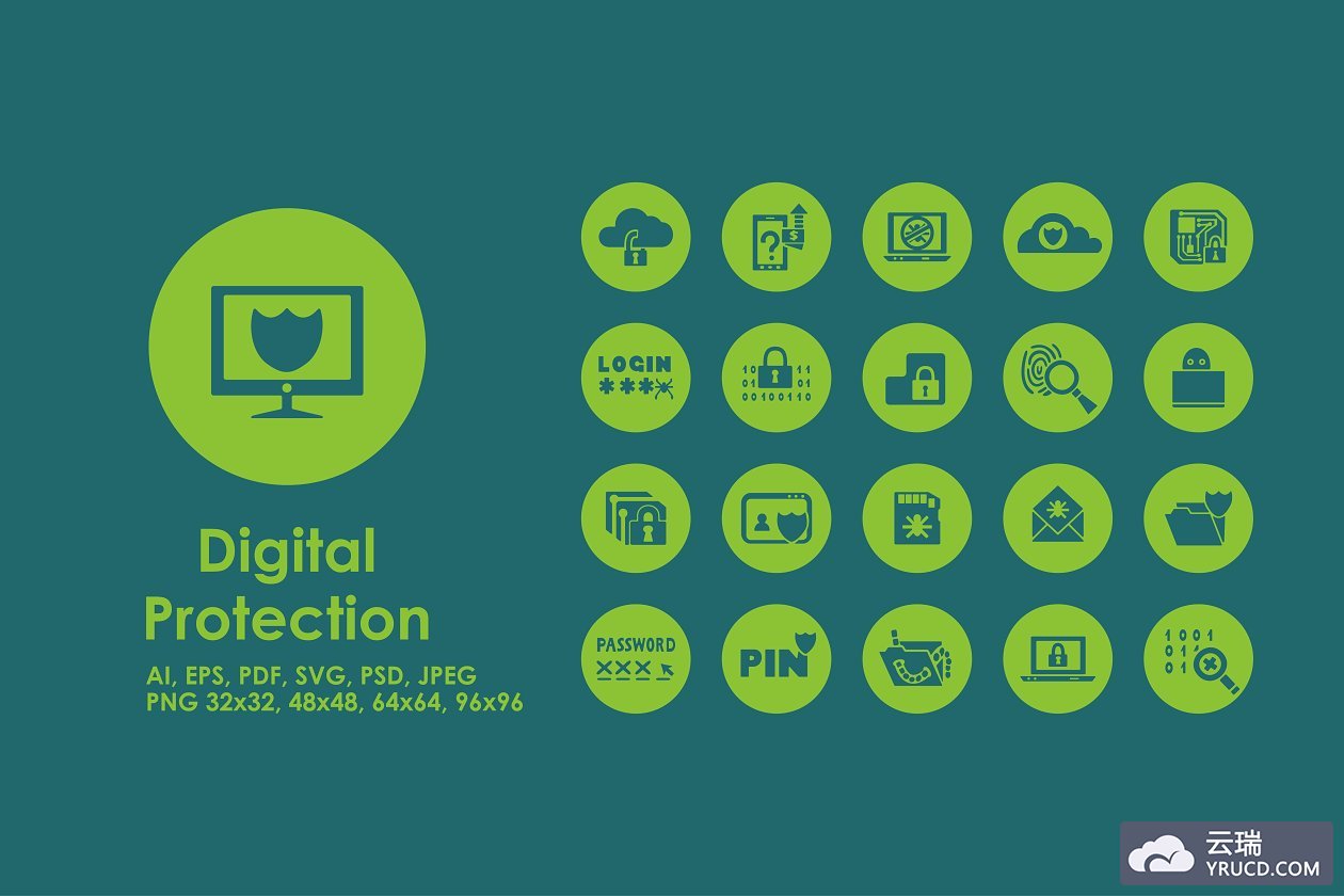 数字保护图标素材 digital protection icons