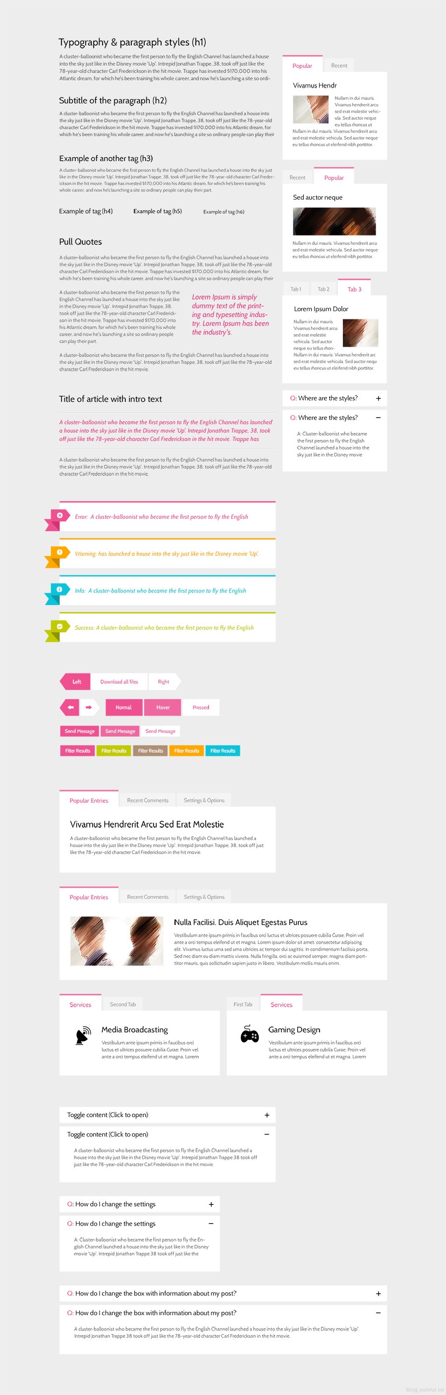 （Skiny Frames）粉色扁平化网站框架PSD下载