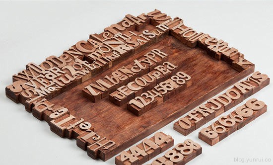 Wooden letterpress calendar