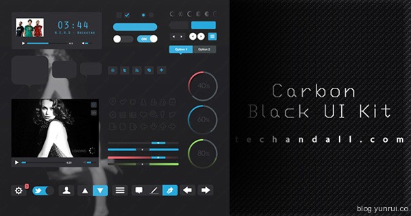 Carbon Black UI Kit by Techandall.com in 30 New and Free UI Kits for Designers