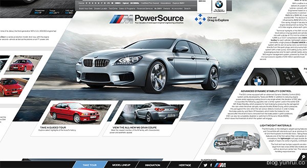 The BMW M PowerSource in 25 Creative Automotive Websites