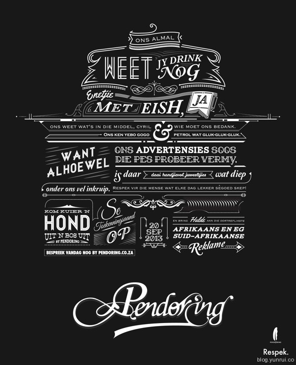 Pendoring Mailer Invitation by Natasha Prinsloo in Collection of Fresh and Creative Typography Projects