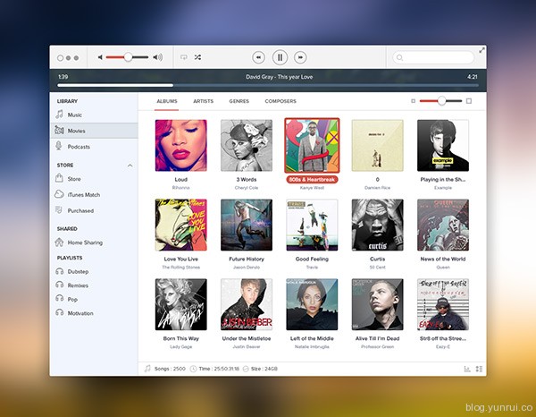 iTunes IOS7 UI kit by samsu in 30 New and Free UI Kits for Designers