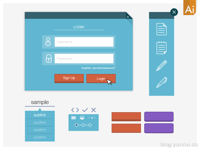 Simple Vector UI Kit_mk2 by Jason Smith in 30 New and Free UI Kits for Designers