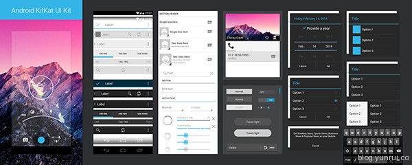 Android Kitkat Ui Kit by Chirag D. in 30 New and Free UI Kits for Designers