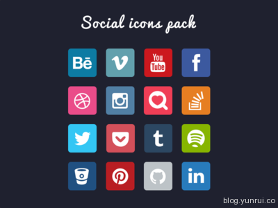 Social Icons Pack by Dmitri Voronianski in 47 Fresh and Flat Icon Sets for April 2014