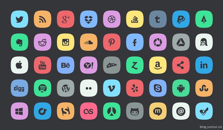 45 Subtle Social Media Icons