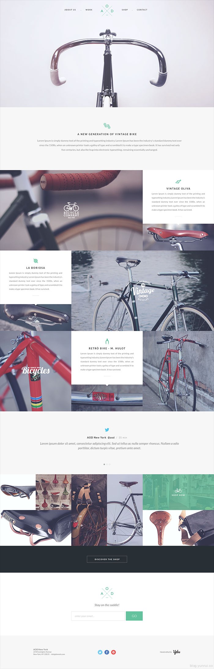 销售自行车的扁平化单网页模板PSD