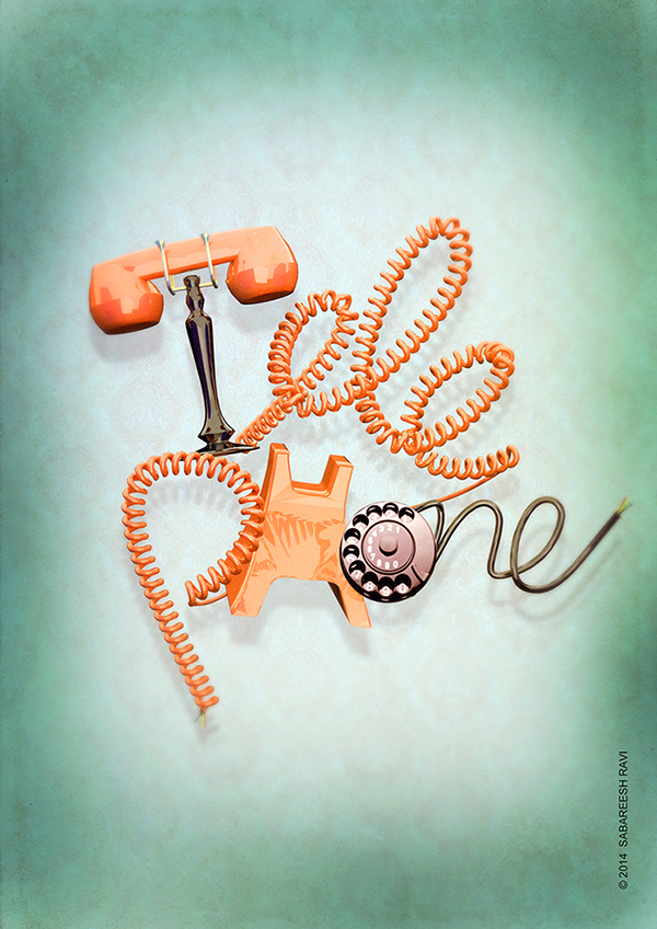 Telephone Typography by SABAREESH RAVI in Showcase of Fresh & Creative Typography Projects