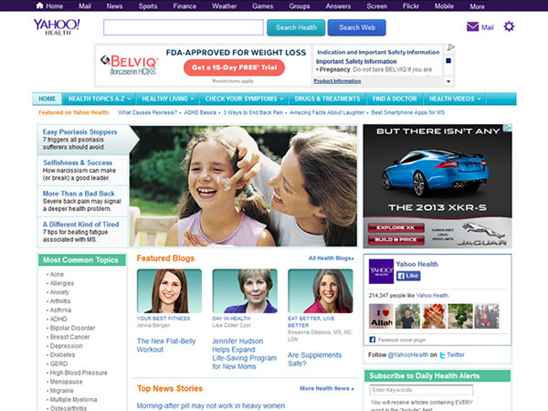 Medical Website Design - Yahoo Health