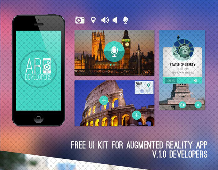 Free UI Kit for Augmented Reality App V.1.0 in 35+ Free UI Kits for Web Designers