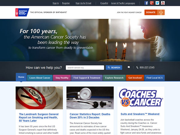 Medical Website Design - American Cancer Society
