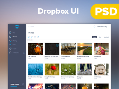 Dropbox UI by samsu in 35+ Free UI Kits for Web Designers