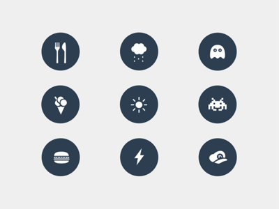 Random icons by Júlia Mattos in 40+ Fresh and Flat Icon Sets for May 2014