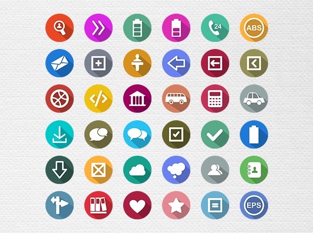 100 Flat Long Shadow Icons Vol. 2 by Ferman Aziz in 40+ Fresh and Flat Icon Sets for May 2014
