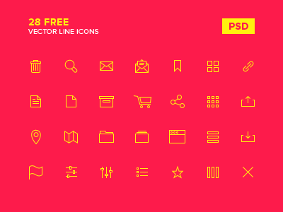 28 Free vector line icons by Hrvoje Grubisic in 40+ Fresh and Flat Icon Sets for May 2014