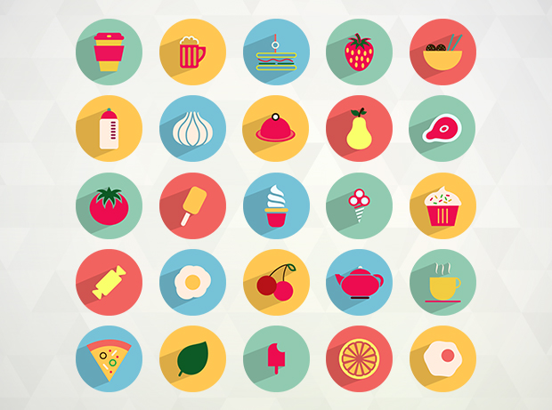 50 Free Flat Food and Drink Icons by Ferman Aziz in 26 Free and Flat Icon Sets