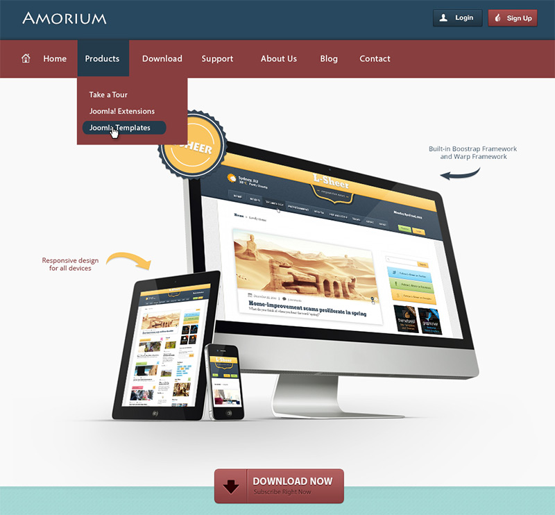 Amorium in 35 Free and Flat PSD Web Templates
