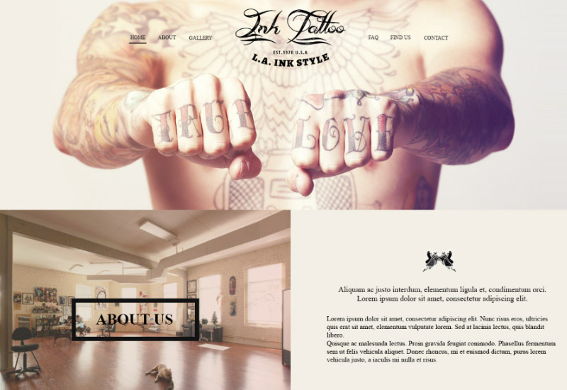 InkTattoo in 35 Free and Flat PSD Web Templates