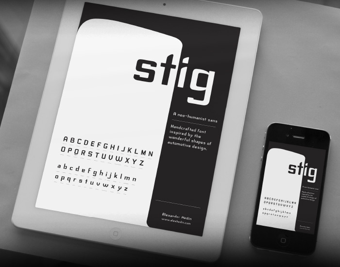 Stig Typeface by Alex Hedin in 27 Fresh and Free Fonts for June 2014