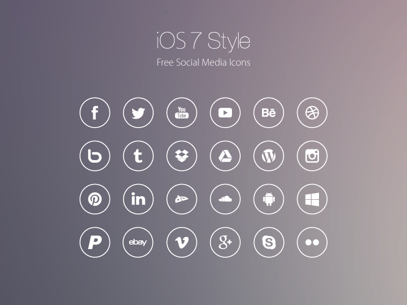 iOS7 Style Social Media Icons by Roberts Ozolins in 40 Free Icon Sets For June 2014