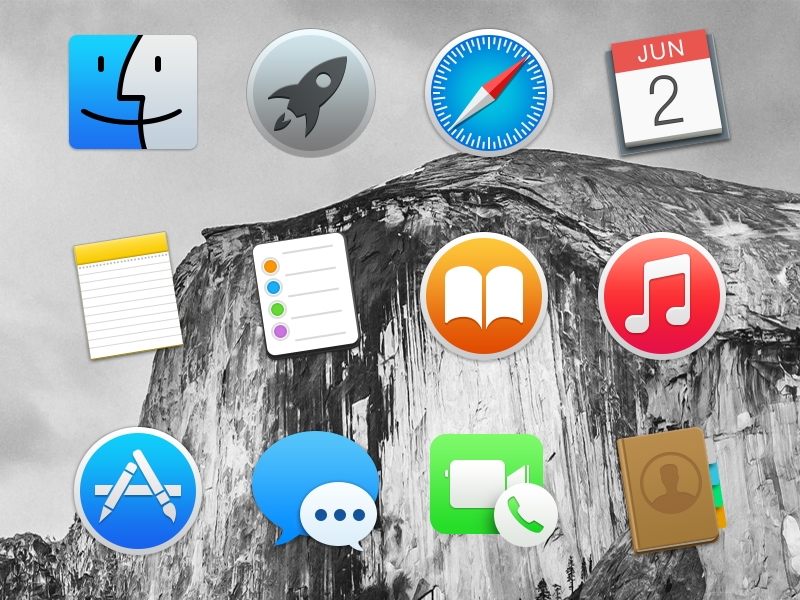 Yosemite Dock Icons by Stafie Anatolie in 40 Free Icon Sets For June 2014