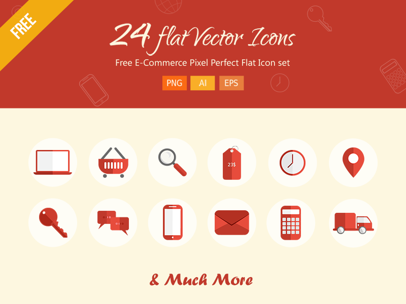 24 Flat Vector Icons by Creiden in 26 Free and Flat Icon Sets