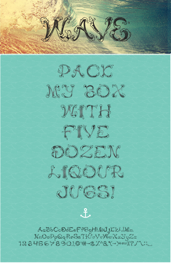 Wave Free Font by Jennifer Delaney in 27 Fresh and Free Fonts for June 2014