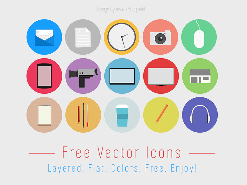 Flat Design free icon set by Vivien Bocquelet in 40 Free Icon Sets For June 2014