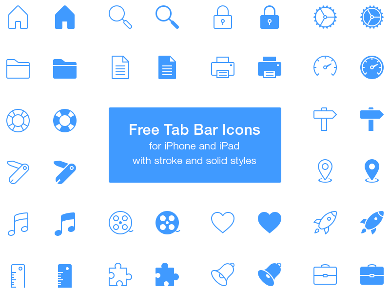 Free Tab Bar Icons by Rami McMin in 26 Free and Flat Icon Sets
