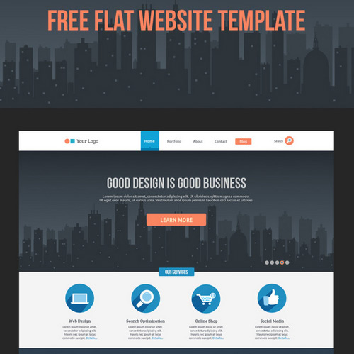 Flat Website Template in 35 Free and Flat PSD Web Templates