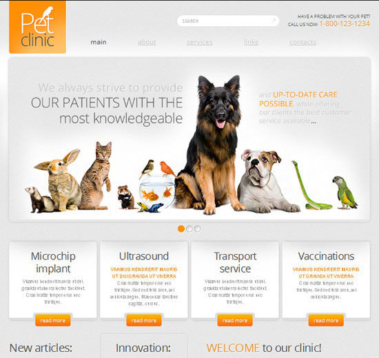 Free Website Template with jQuery Slider for Pet Clinic