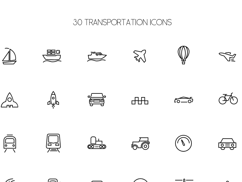 30 Transport Icons by Graphics Bay Team in 38 Fresh and Modern Icon Sets