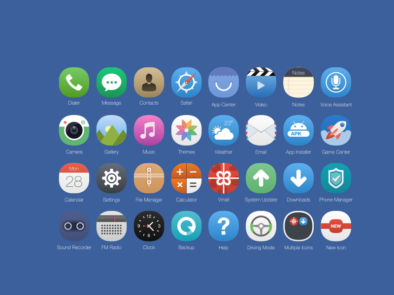 iOS 8 Icons Concept by Zee Que in 38 Fresh and Modern Icon Sets