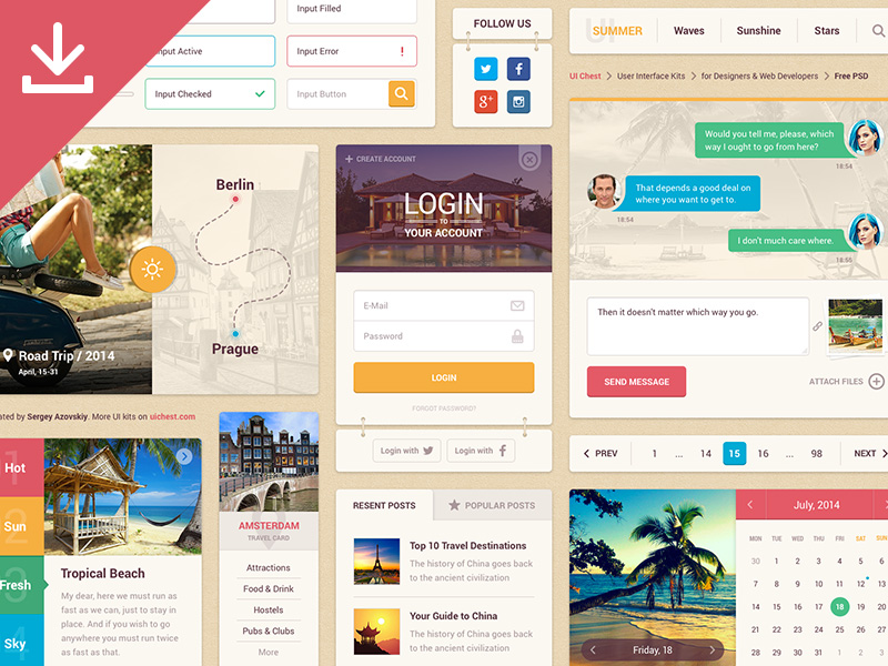 Summer Ui Kit by Sergey Azovskiy in 30+ Free UI Kits for Web Designers