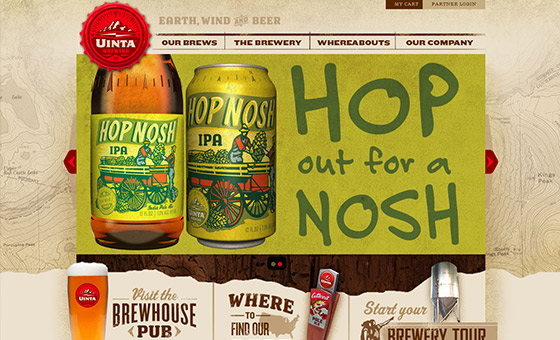  - Uinta Brewing Website with Map Texture on the Background