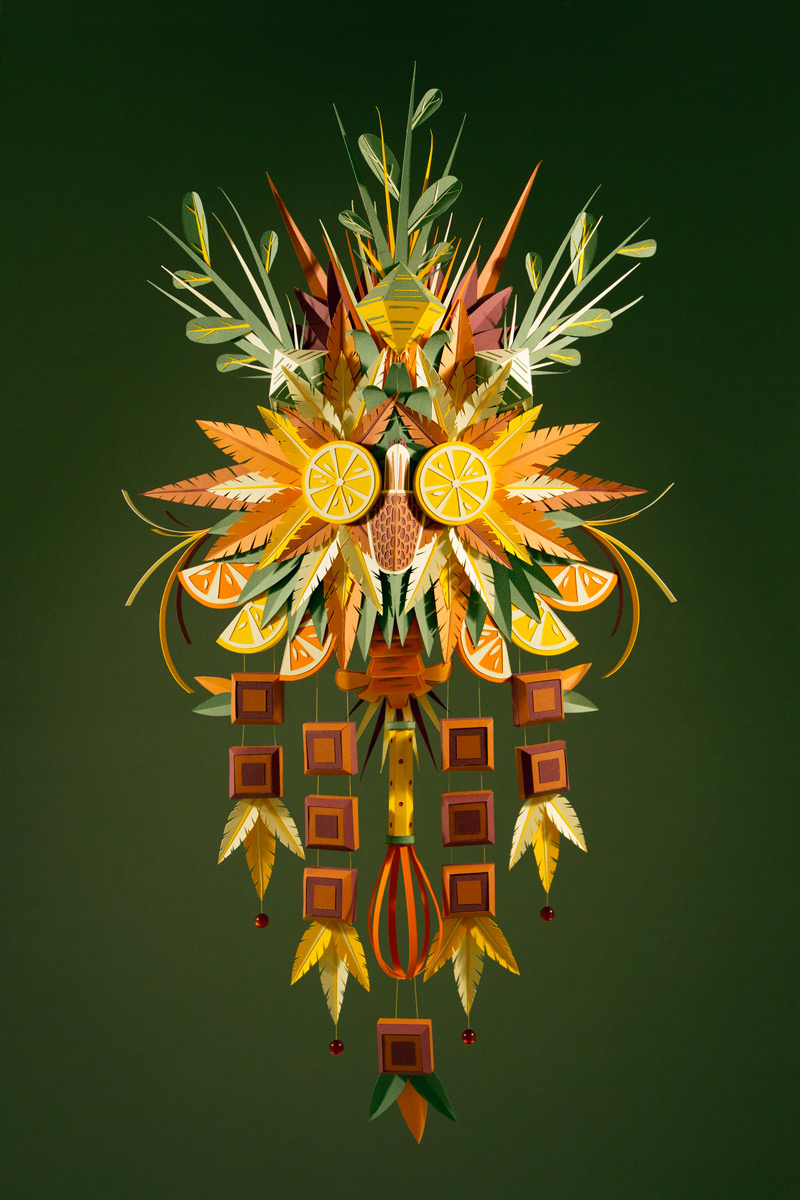 Chef's Mask II 在令人印象深刻的折纸工艺作品by邹工作室中