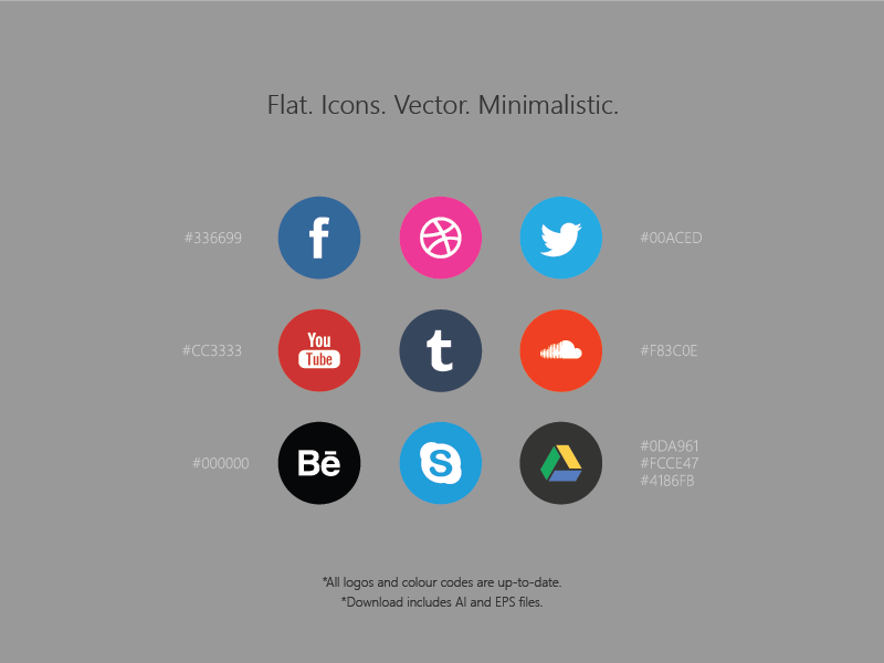 Free Social Media Icons / AI+EPS by Roberts Ozolins in 38 Fresh and Modern Icon Sets