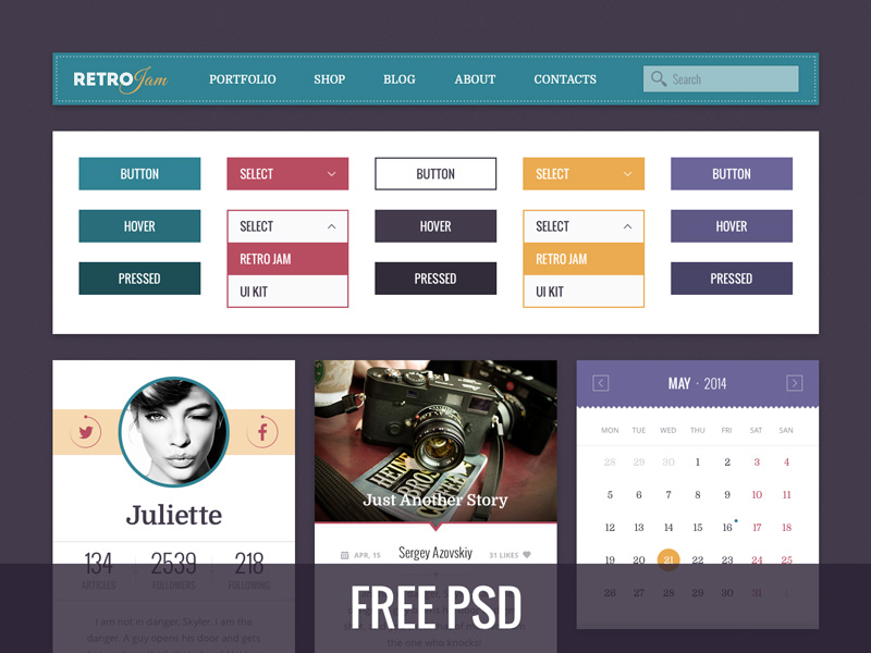 Retro Jam Ui Kit Free by Sergey Azovskiy in 30+ Free UI Kits for Web Designers