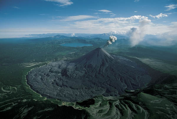 Karymsky volcano erupting, Kamchatka, Russia