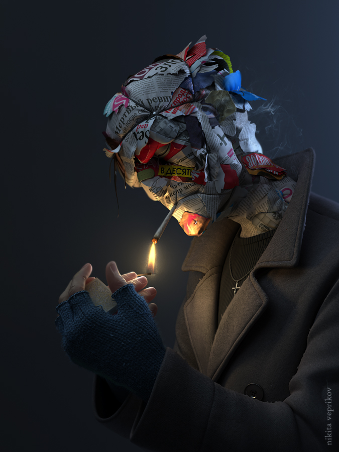 Paperhead, Nikita Veprikov 在令人印象深刻的CG人物3D效果图欣赏中