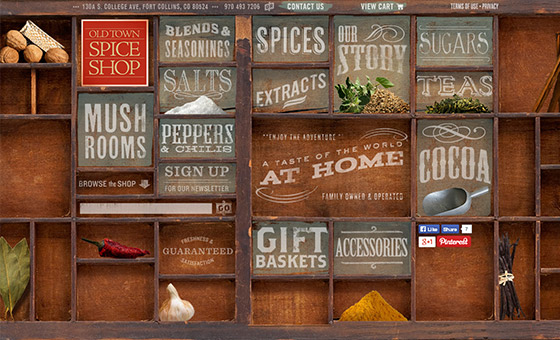  - Spice Shop Website with Creative Wood Shelf Texture