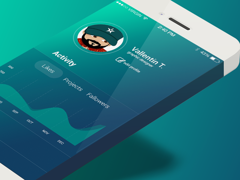Blue App Design for iOS by Graphics Bay Team in 30+ Free UI Kits for Web Designers