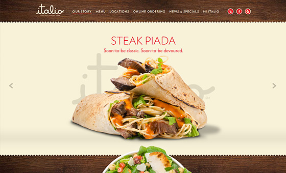  - Italio Kitchen Website with Wood Textured Background