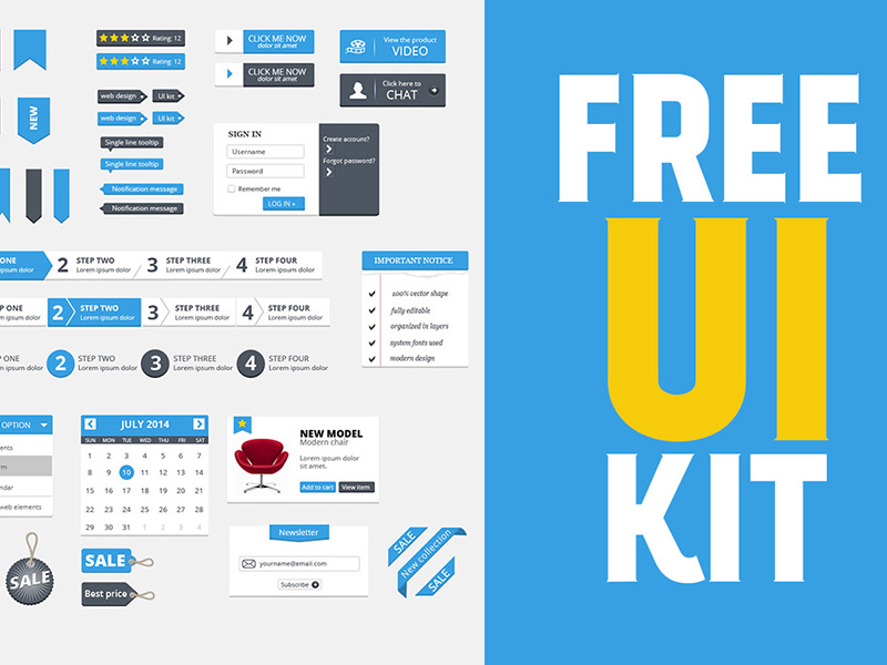 Free Clean UI Kit by Deal Jumbo in 30+ Free UI Kits for Web Designers