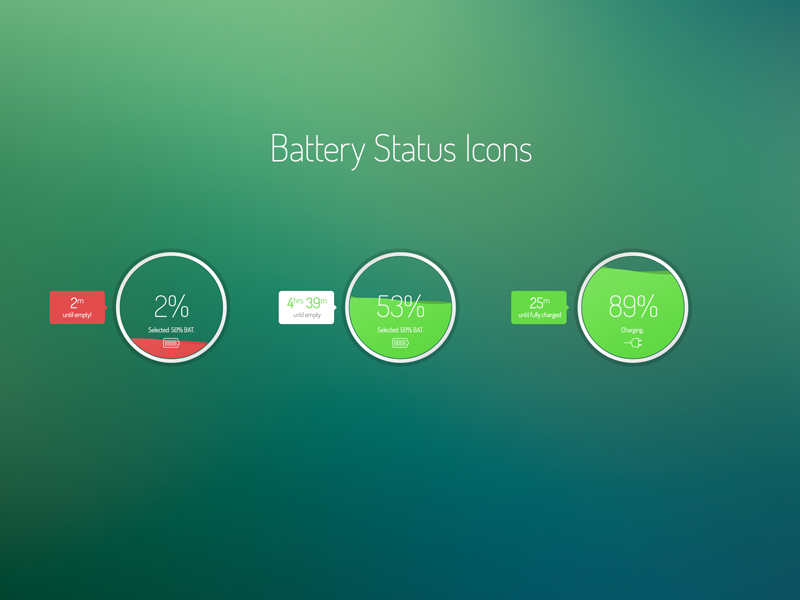 Battery Status Icons by Fuxxo Works in 50个精彩的8月出炉的免费设计资源