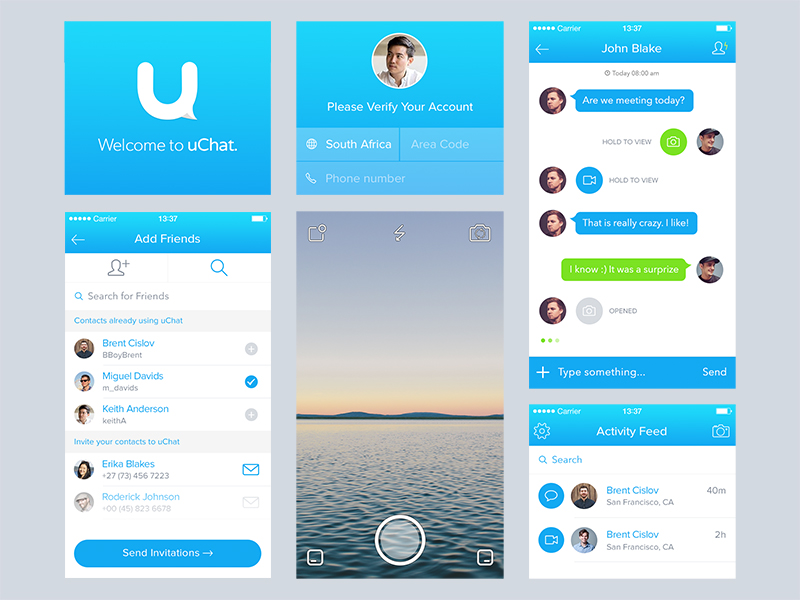uChat Elements by Daniel Klopper in 36个移动APP界面设计灵感欣赏（IOS8风格）